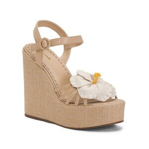 LARROUDE Ivory Leather Magnolia Wedges